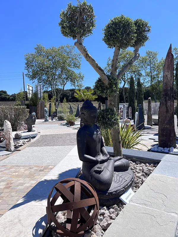 BOUDDHA ASSIS LOTUS HT 80 CM PIERRE RECO ALBI