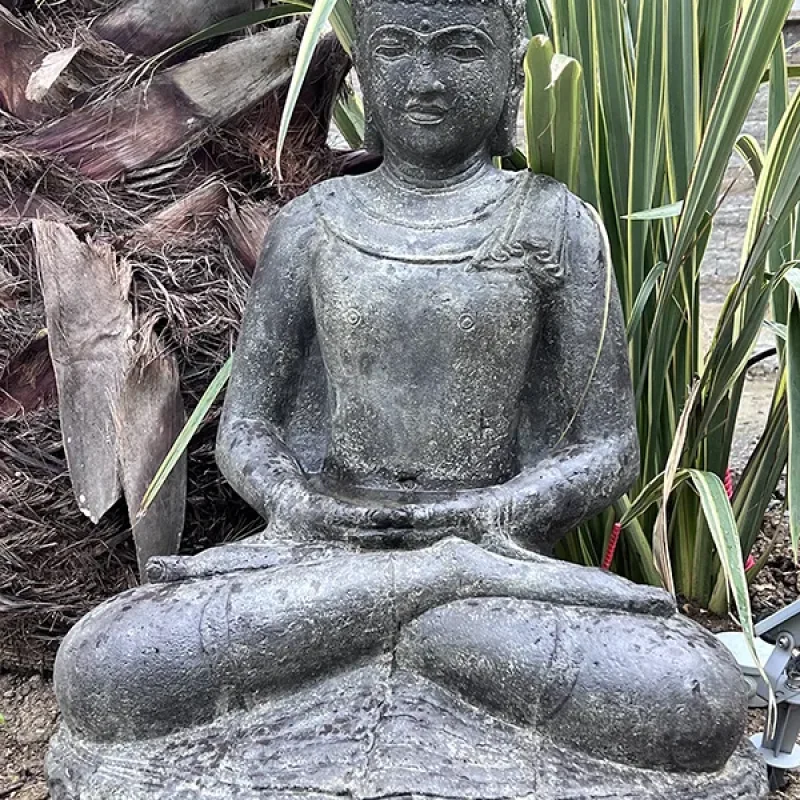 BOUDDHA ASSIS LOTUS HT 80 CM PIERRE RECO 45 KG ALBI