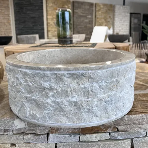 Vasque en marbre beige naturel ronde Albi