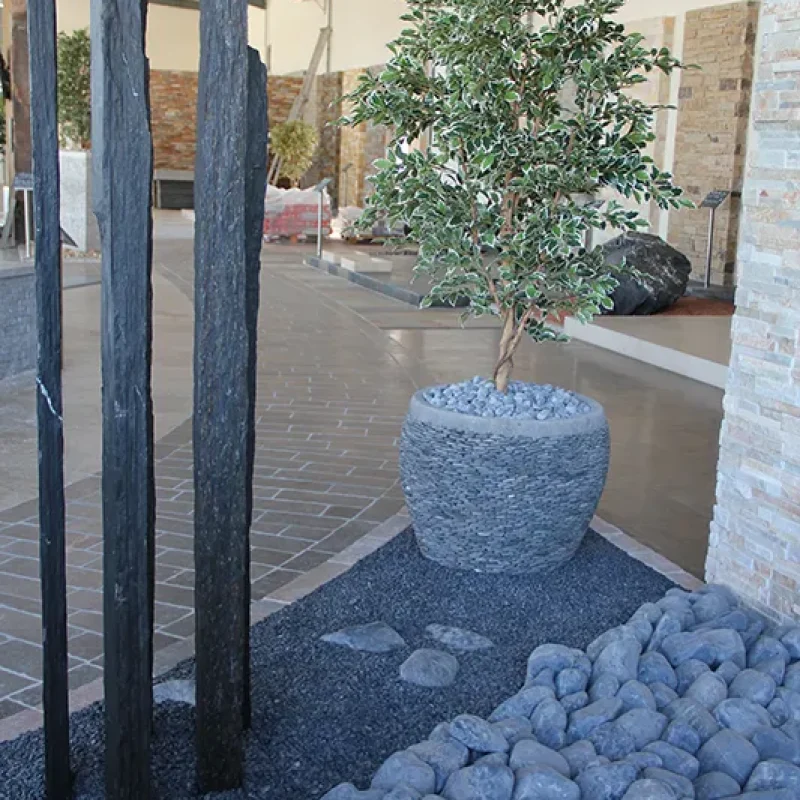 galets et granulats noir graphite 150-250 et piquets ardoise