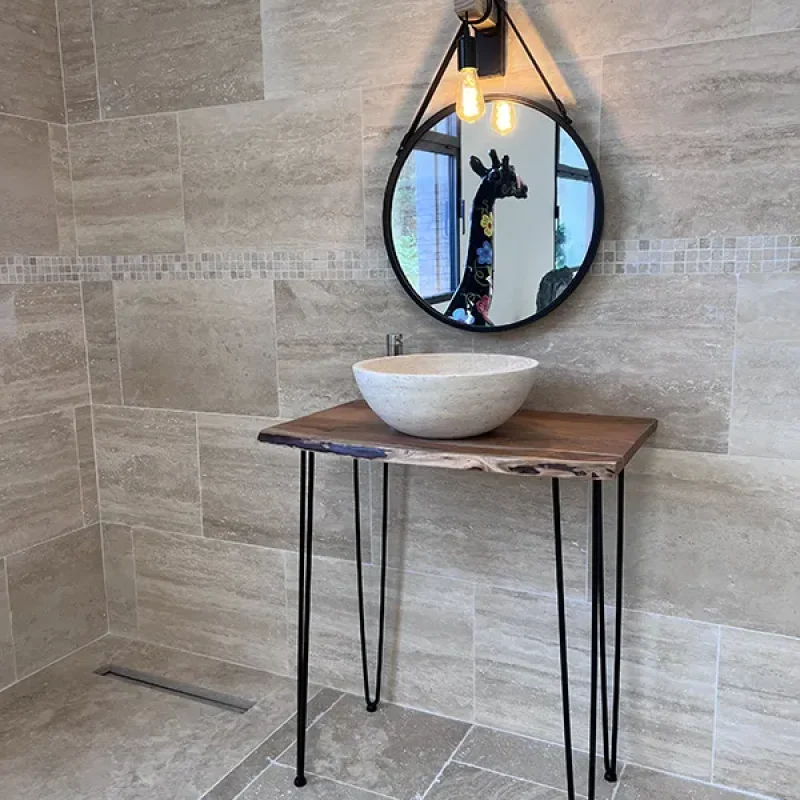 travertin mural vein cut et au sol vieilli ALBI